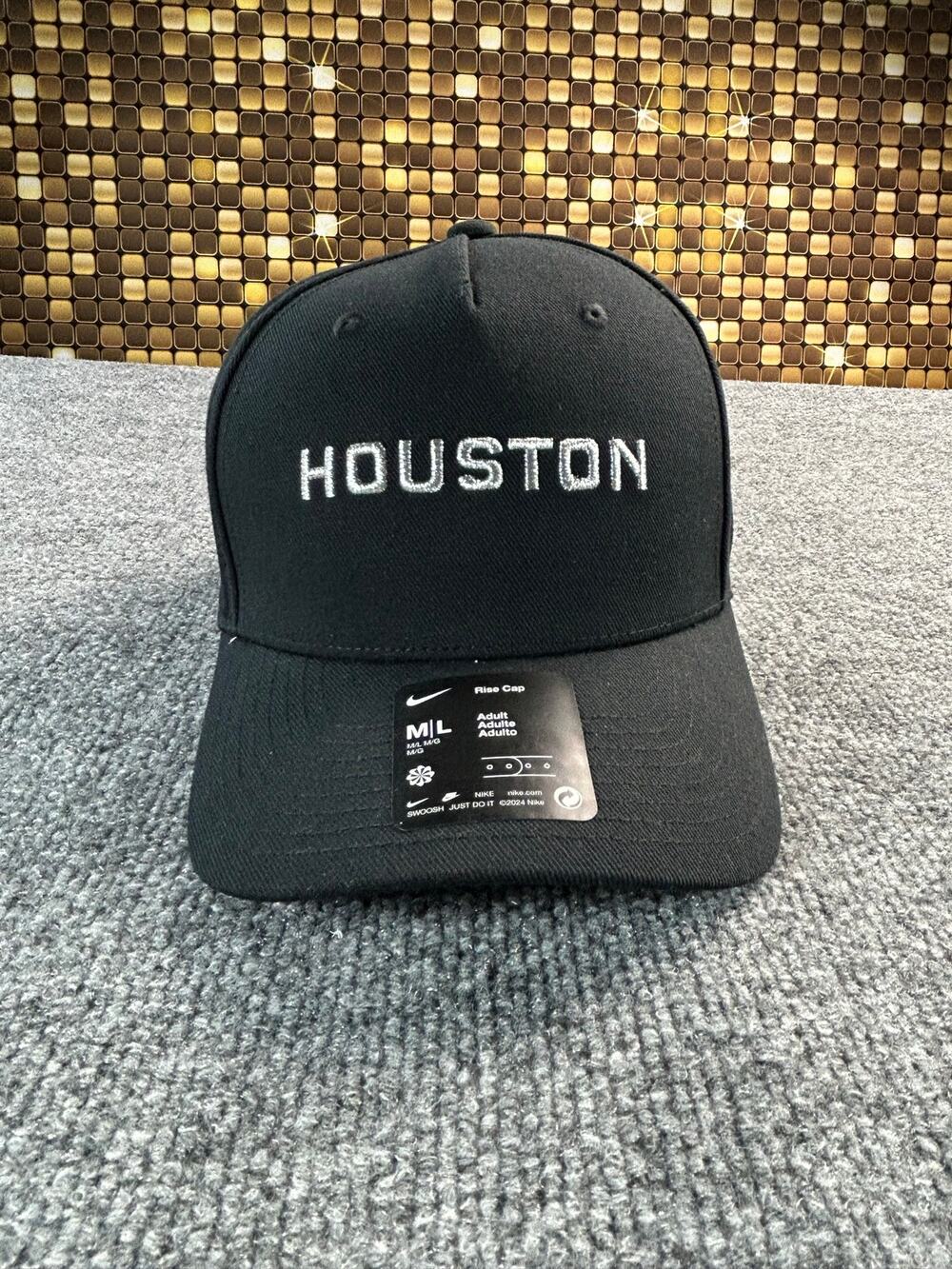 Nike Houston Astros Rise Cap Black Adjustable Hat MLB Baseball Adult M/L NEW